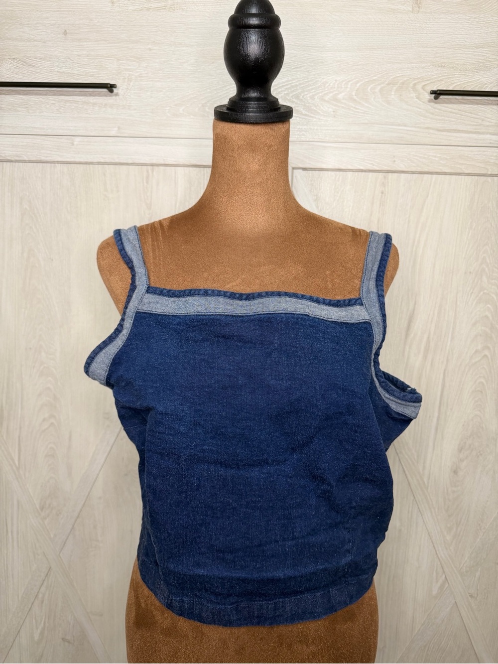 VINTAGE Carolina Blues Denim Crop Top - Size XL